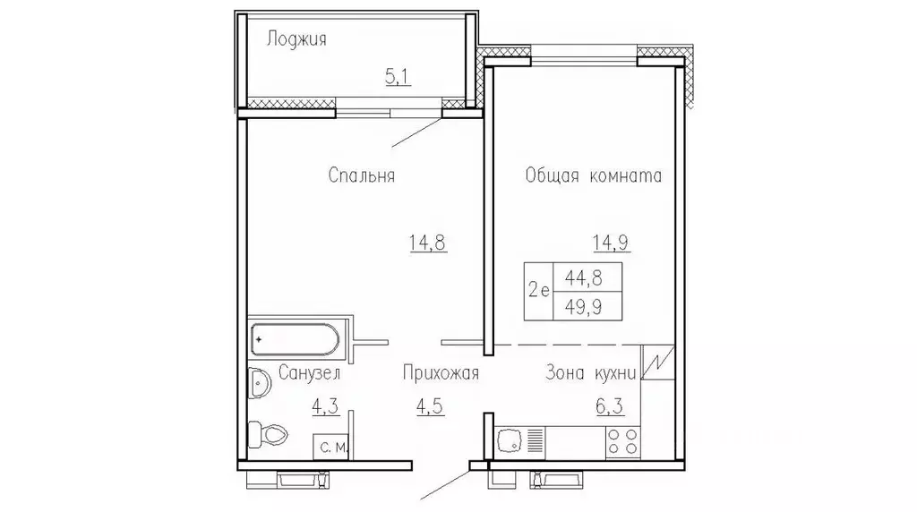 2-к кв. Новосибирская область, Новосибирский район, Краснообск рп, 3-й ... - Фото 0