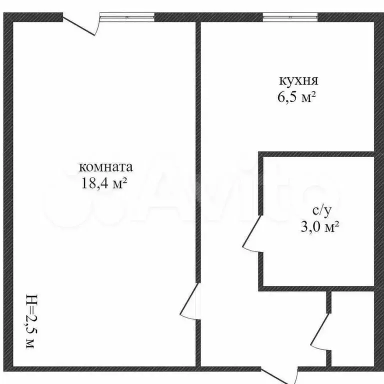 1-к. квартира, 28,9 м, 1/5 эт. - Фото 0