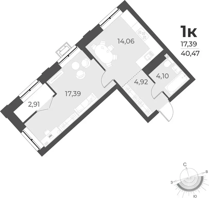 1-комнатная квартира: Новосибирск, улица Лобачевского, 53/2 (40.5 м) - Фото 0