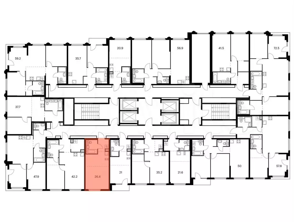 Квартира-студия, 26,4 м, 13/32 эт. - Фото 1