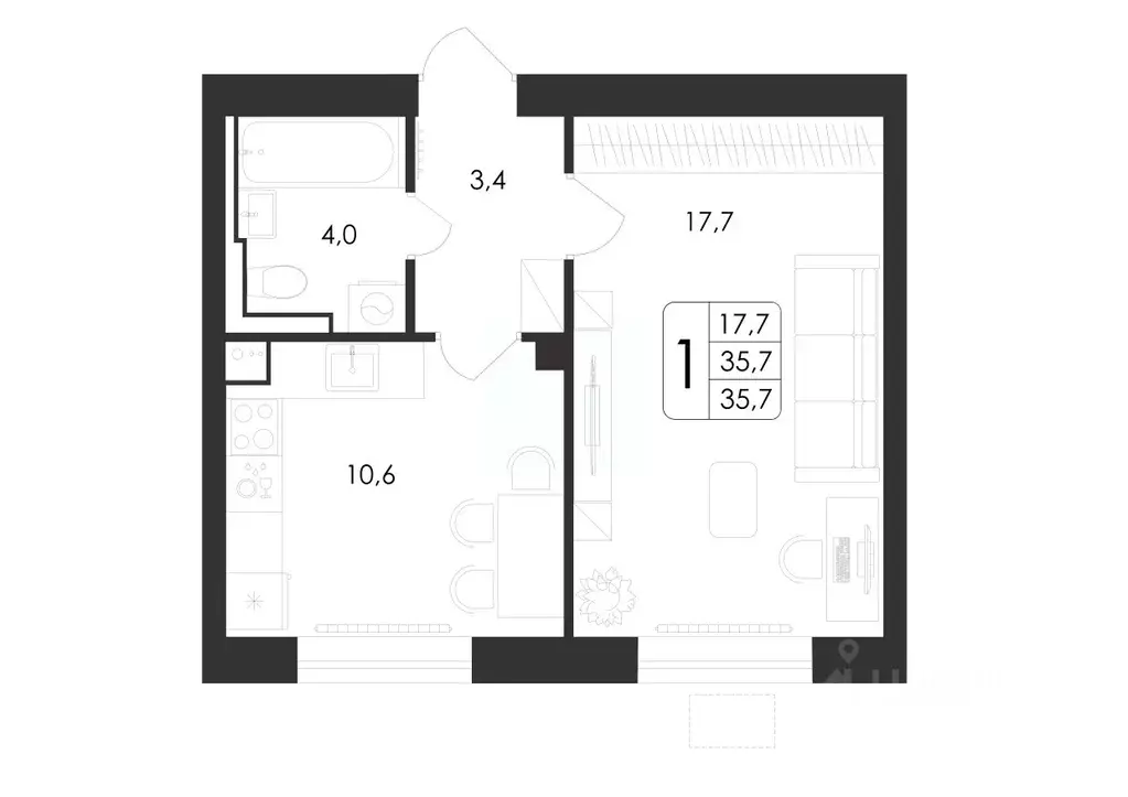 1-к кв. Воронежская область, Воронеж ул. Загоровского, 5/4 (35.7 м) - Фото 0