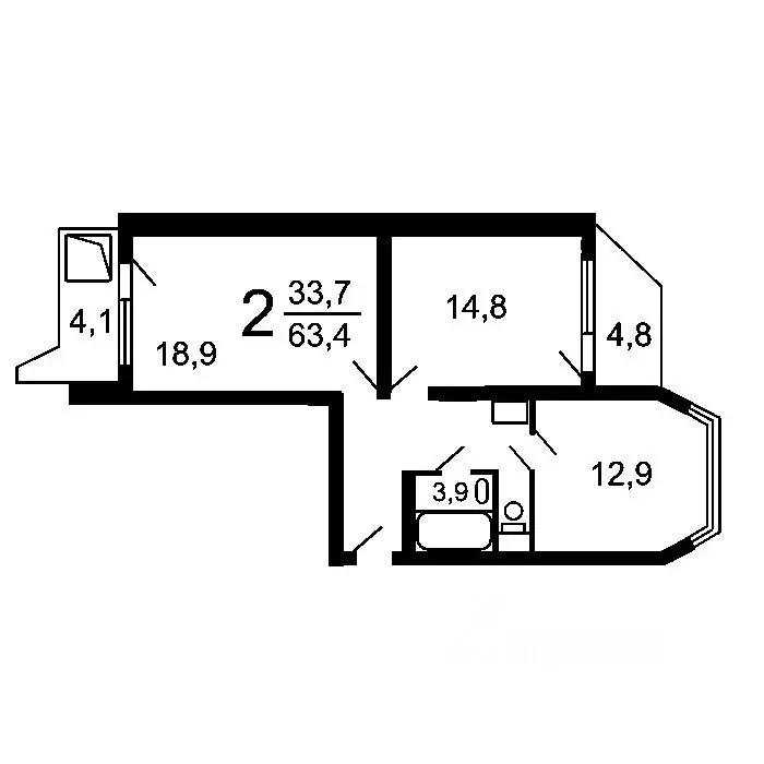 2-к кв. Москва просп. Защитников Москвы, 12 (60.0 м) - Фото 1