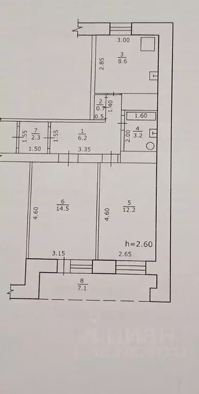 2-к кв. Башкортостан, Благовещенск ул. Седова, 116 (55.9 м) - Фото 1