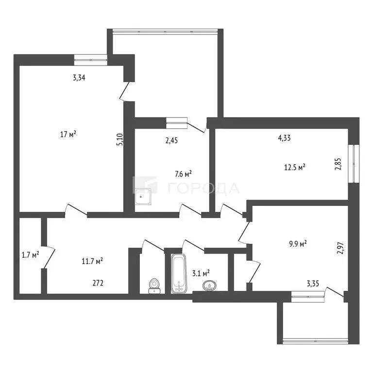 3-комнатная квартира: Барнаул, проспект Ленина, 151 (64 м) - Фото 1