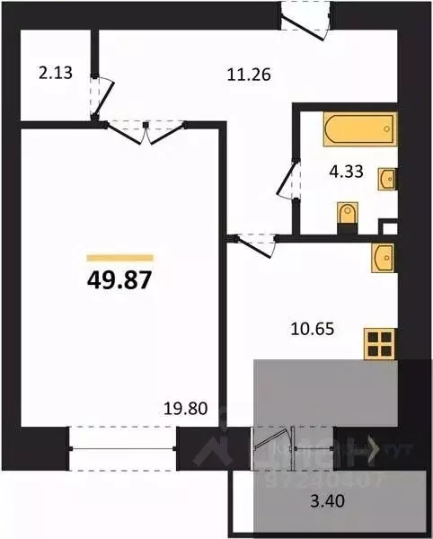 1-к кв. Воронежская область, Воронеж пер. Здоровья, 90Г/1к2 (49.87 м) - Фото 0