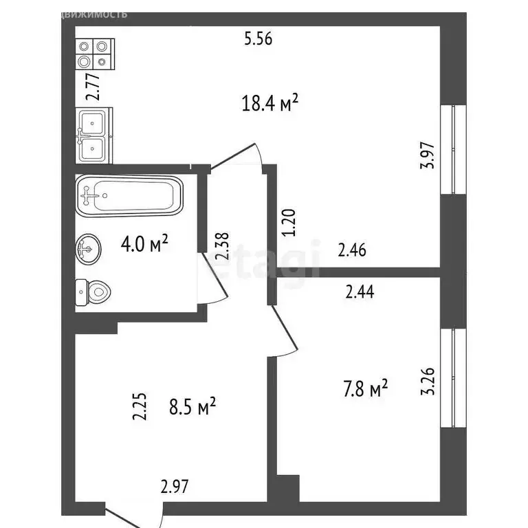 1-комнатная квартира: Северск, улица Калинина, 40 (39 м) - Фото 0