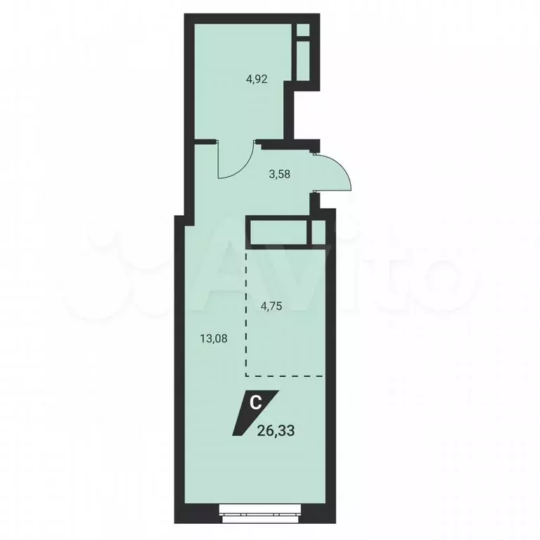 Квартира-студия, 26,3 м, 17/21 эт. - Фото 1
