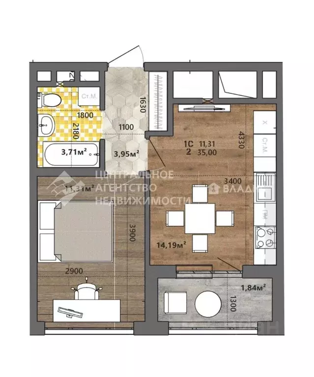 1-к кв. Рязанская область, Рязань ш. Михайловское (35.0 м) - Фото 1