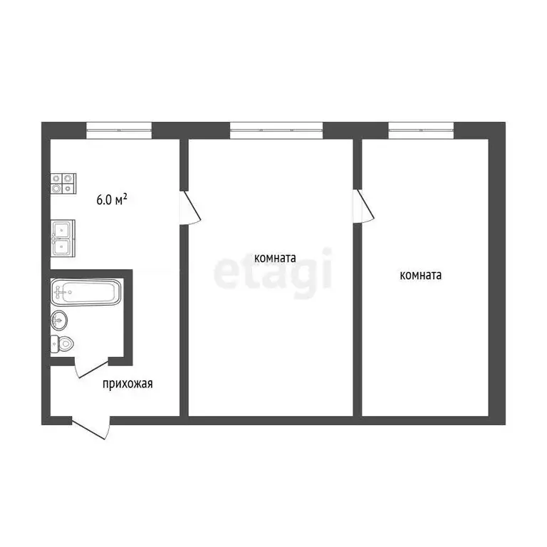 2-комнатная квартира: Воскресенск, Московская улица, 21В (46 м) - Фото 1