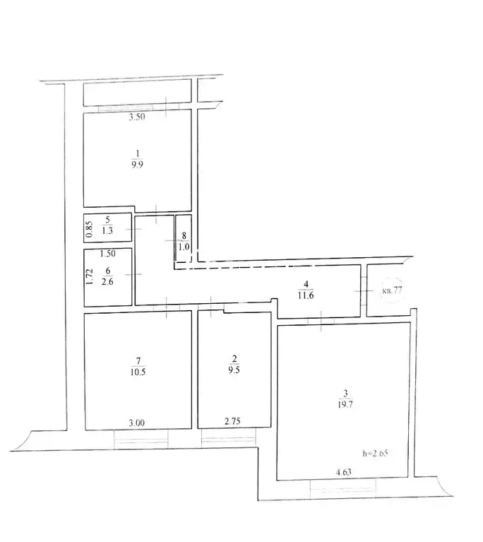 Квартира, 3 комнаты, 66.09 м - Фото 2
