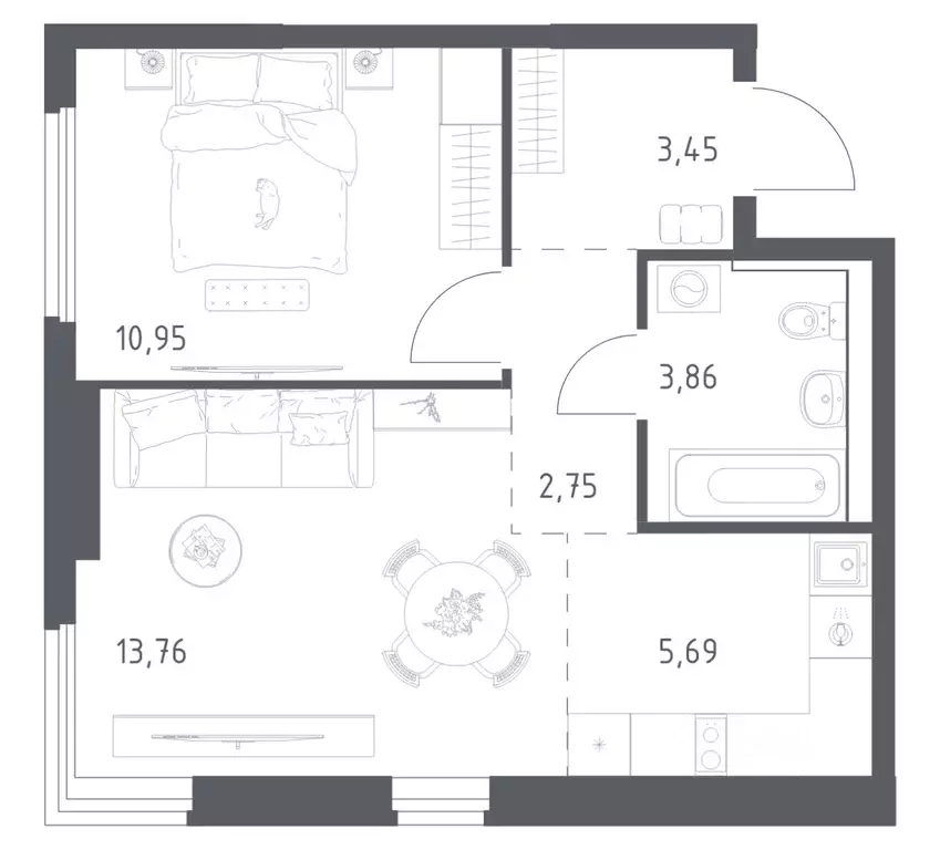 1-к кв. Московская область, Ленинский городской округ, Мисайлово пгт, ... - Фото 1