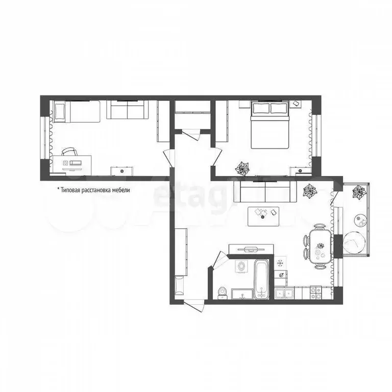 3-к. квартира, 55,5 м, 5/5 эт. - Фото 0