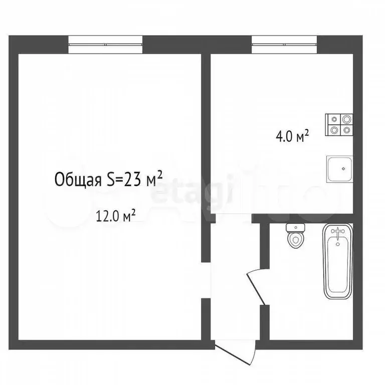 1-к. квартира, 23 м, 3/3 эт. - Фото 0