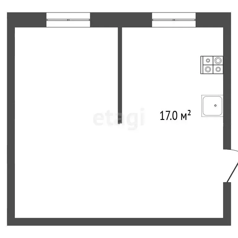 1к в -комнатной квартире (17 м) - Фото 1