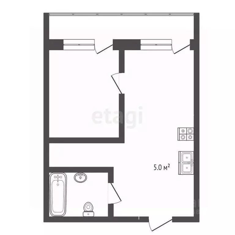 1-к кв. Крым, Ялта муниципальный округ, Виноградное пгт ш. ... - Фото 2