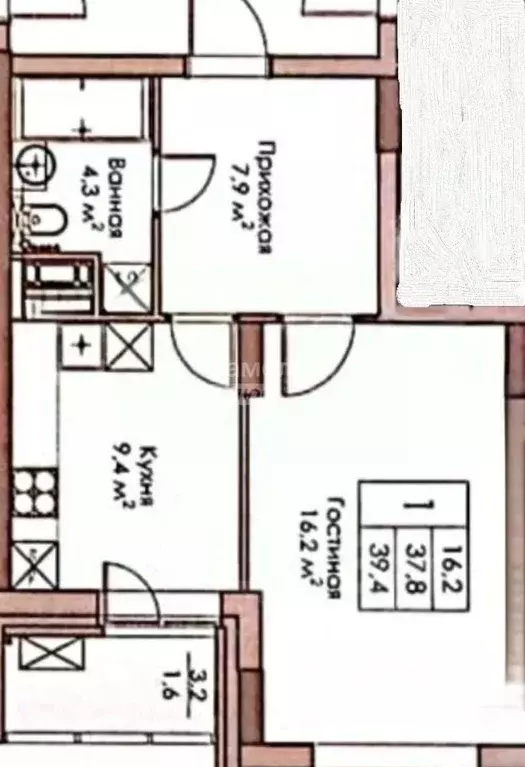 1-к кв. Липецкая область, Липецк Московская ул., 159к2 (39.4 м) - Фото 2