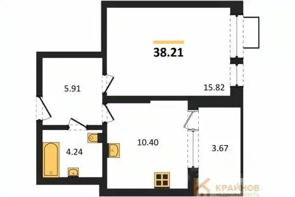 1-к кв. Воронежская область, Воронеж наб. Чуева, 7 (38.21 м) - Фото 0