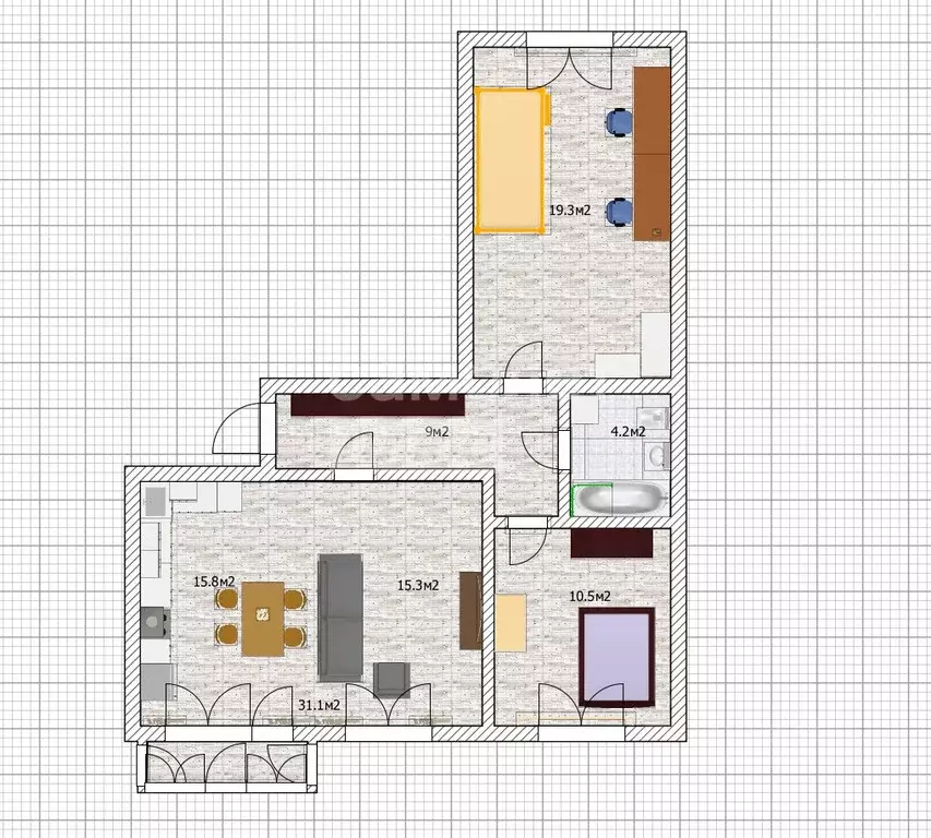 3-к кв. Алтайский край, Бийск ул. Михаила Ломоносова, 35/1 (74.1 м) - Фото 2