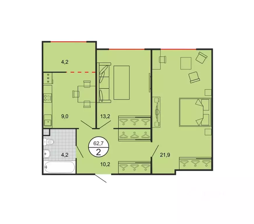 2-к кв. Ставропольский край, Георгиевск Олимп жилой комплекс (62.5 м) - Фото 1