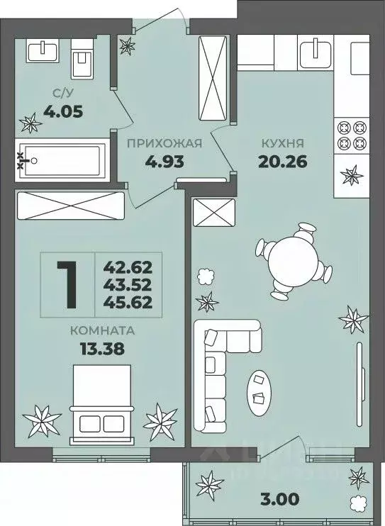 1-к кв. Калининградская область, Калининград ул. Генерала Толстикова, ... - Фото 1