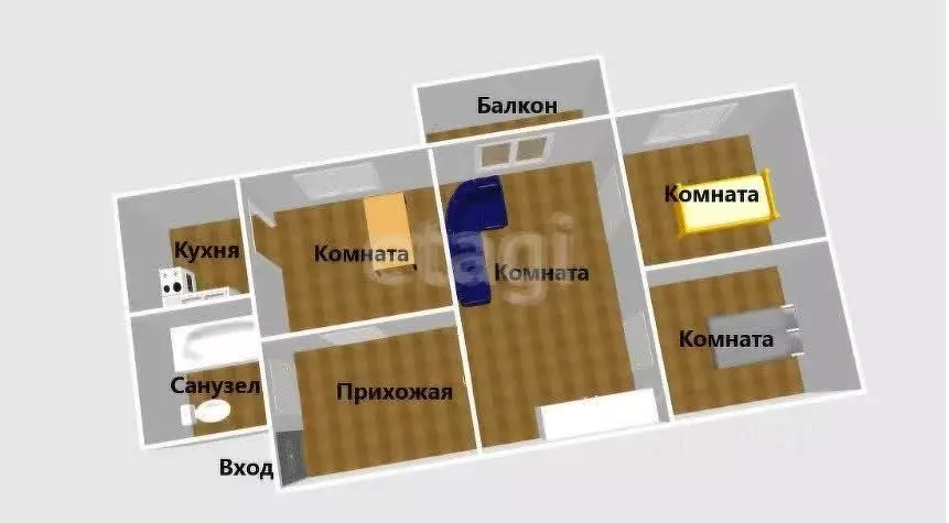 4-к кв. Сахалинская область, Долинский городской округ, с. Сокол ул. ... - Фото 1