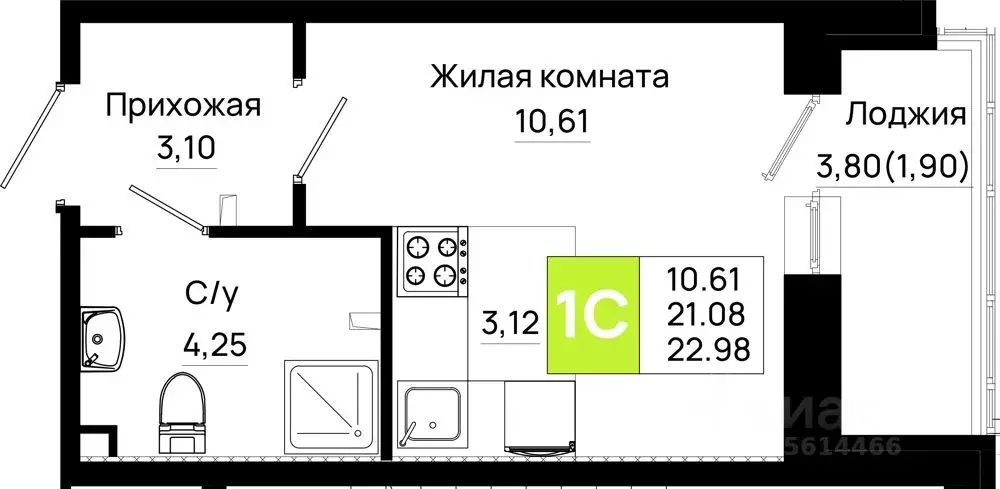 Студия Ростовская область, Ростов-на-Дону Нефтекачка кв-л, Октябрь ... - Фото 0