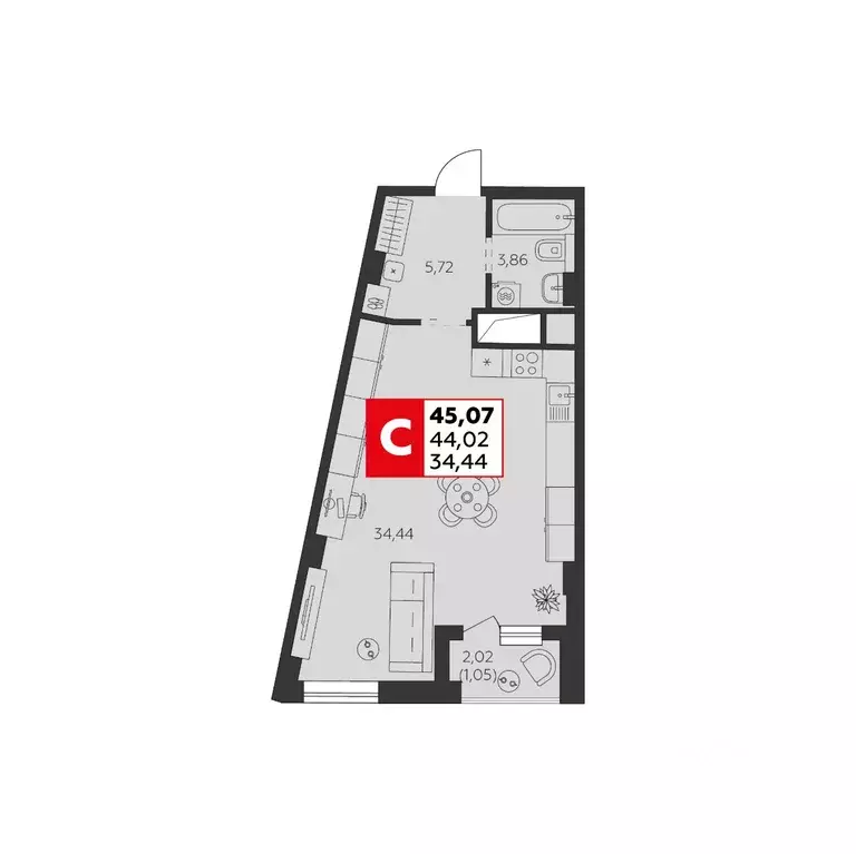 Студия Ростовская область, Ростов-на-Дону ул. Штахановского, 24/2 ... - Фото 0