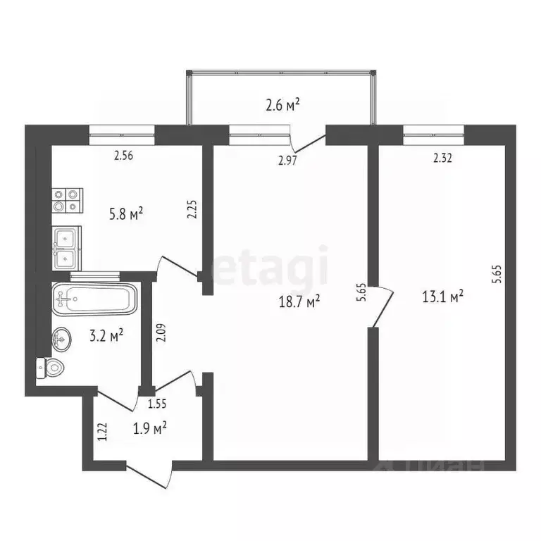 2-к кв. Самарская область, Самара Ново-Садовая ул., 281 (43.5 м) - Фото 1