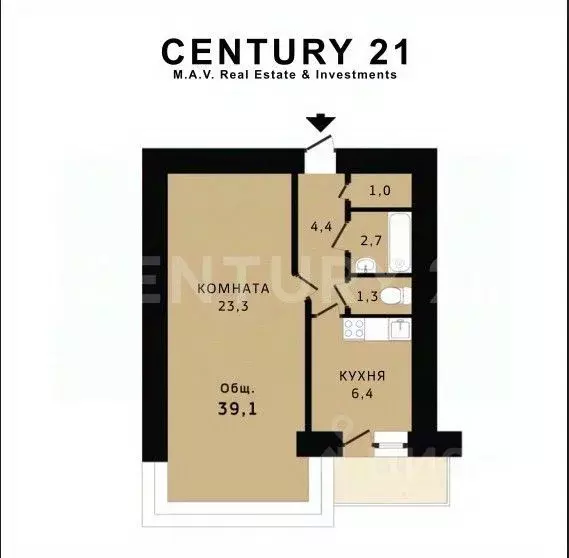 1-к кв. Санкт-Петербург ул. Кораблестроителей, 42К1 (39.0 м) - Фото 2