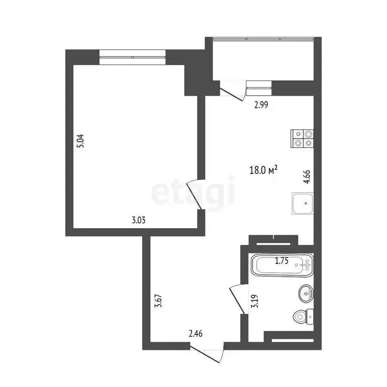 1-комнатная квартира: Тюмень, Велижанская улица, 70 (41.5 м) - Фото 1