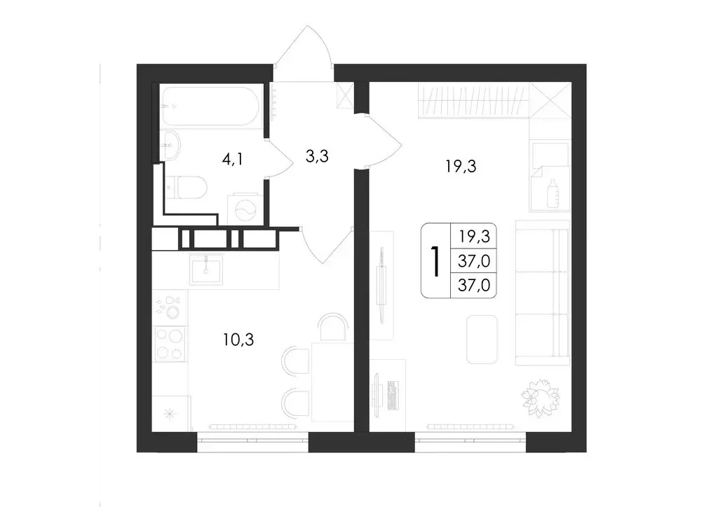 1-комнатная квартира: Воронеж, улица Шишкова, 140Б/21 (37 м) - Фото 0