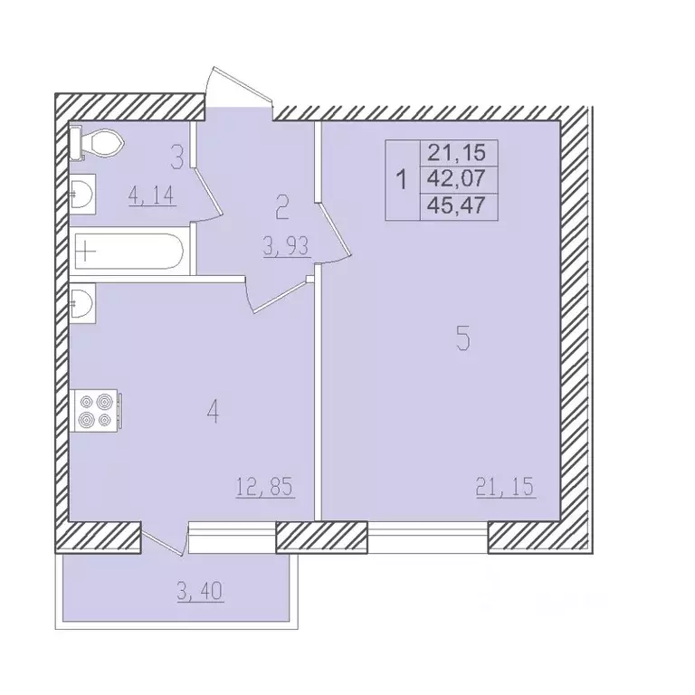 1-к кв. Адыгея, Майкоп городской округ, пос. Северный  (43.09 м) - Фото 1