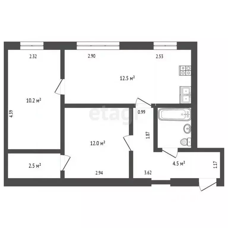 2-к кв. Московская область, Люберцы ул. С.П. Попова, 2 (44.4 м) - Фото 2