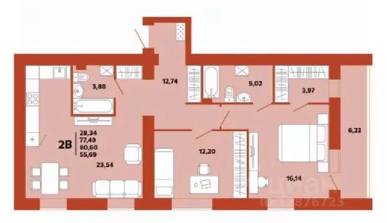 2-к кв. Пензенская область, Пенза ул. Герцена, 28 (80.6 м) - Фото 1