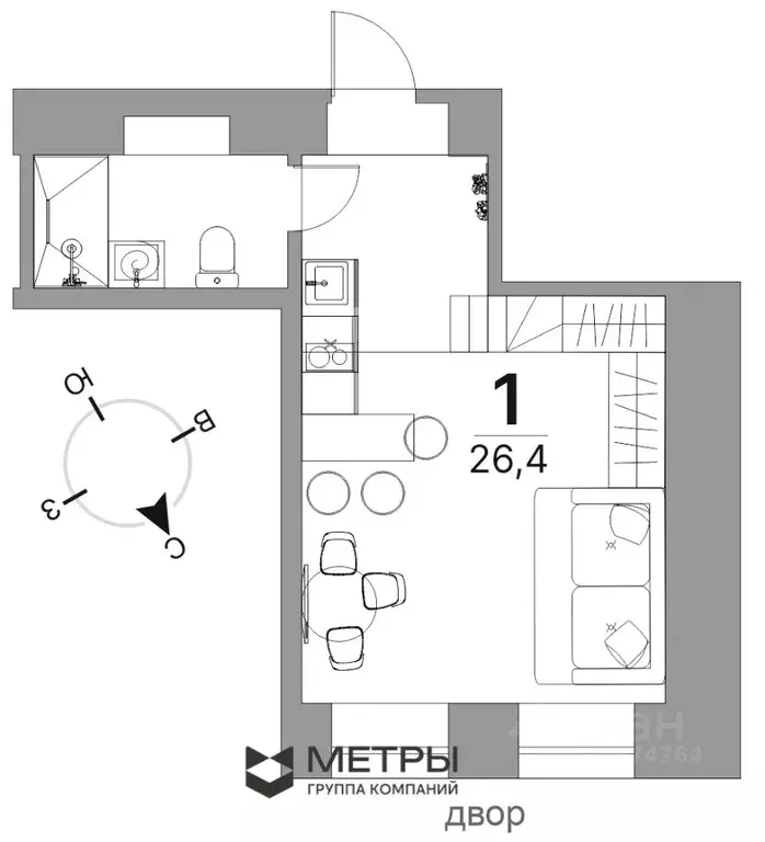 Студия Санкт-Петербург 3-я Советская ул., 7 (26.4 м) - Фото 0