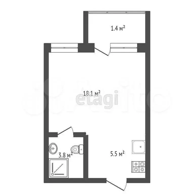 Квартира-студия, 28,8 м, 4/42 эт. - Фото 0