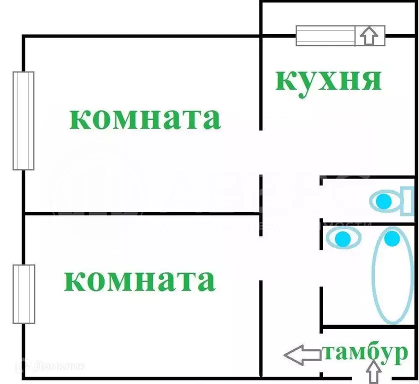 Продаётся 2-к квартира, 52 м - Фото 1