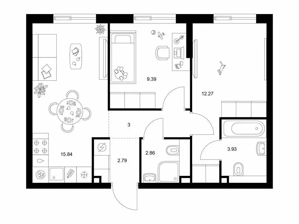 2-комнатная квартира: Казань, ЖК Таулар (50.08 м) - Фото 1