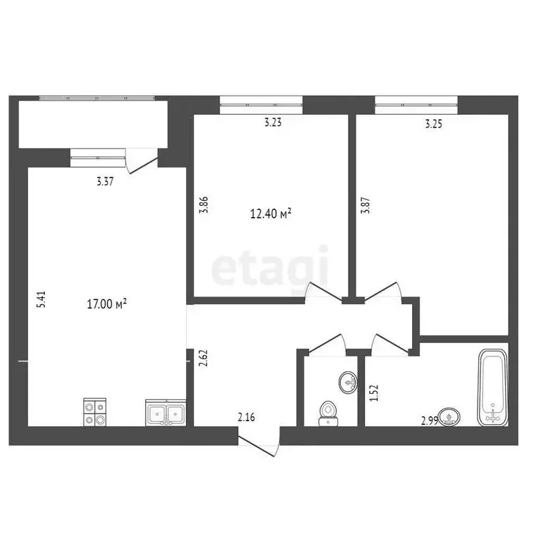 2-комнатная квартира: Тюмень, улица Бориса Прудаева, 4 (63.5 м) - Фото 1