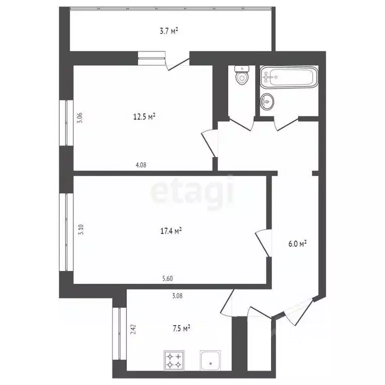 2-к кв. Псковская область, Псков Юбилейная ул., 51 (52.4 м) - Фото 0