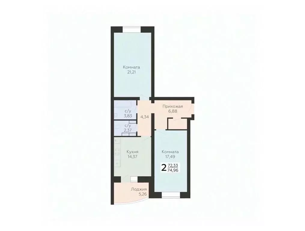 2-к кв. Орловская область, Орел ул. Панчука, 83Б (74.96 м) - Фото 0