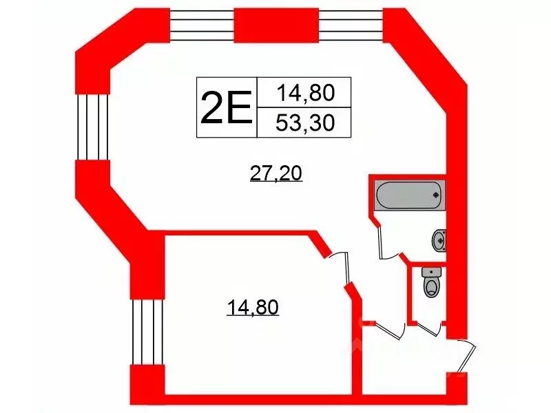 1-к кв. Санкт-Петербург ул. Смолячкова, 15-17 (53.3 м) - Фото 1