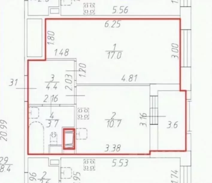 1-к кв. Санкт-Петербург Уральская ул., 21к1 (36.0 м) - Фото 2