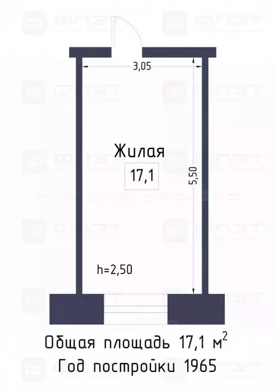 1-к кв. Татарстан, Казань Бирюзовая ул., 19 (22.1 м) - Фото 1