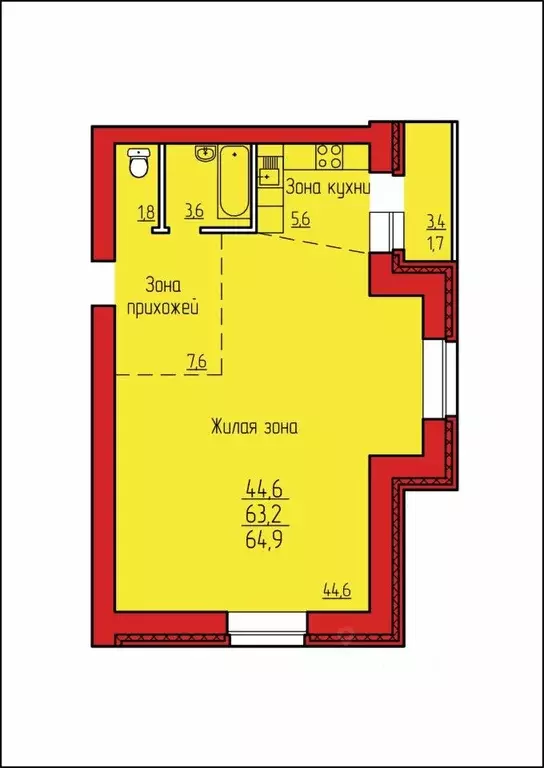 2-к кв. Амурская область, Благовещенск Высокая ул., 33 (65.4 м) - Фото 1