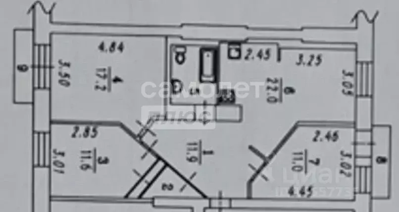 3-к кв. Омская область, Омск ул. Серова, 13 (78.9 м) - Фото 2