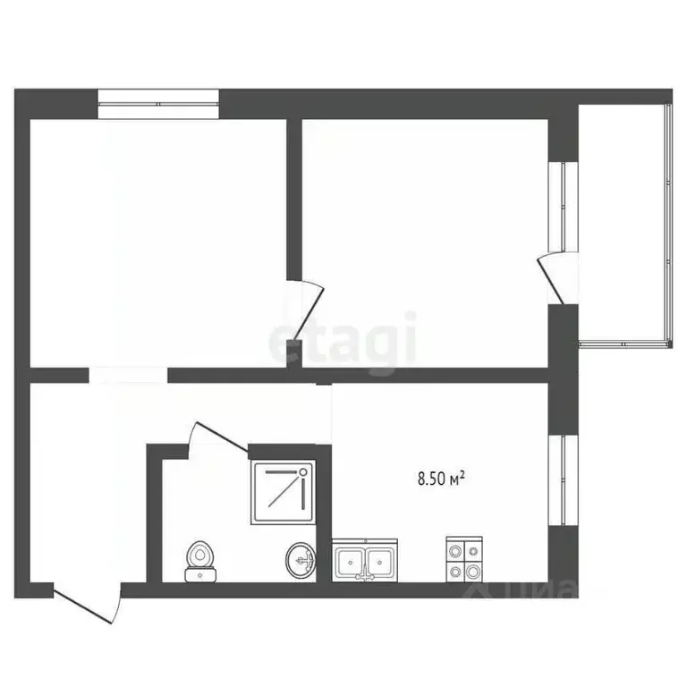 2-к кв. Костромская область, Кострома Ярославская ул., 1 (44.3 м) - Фото 1