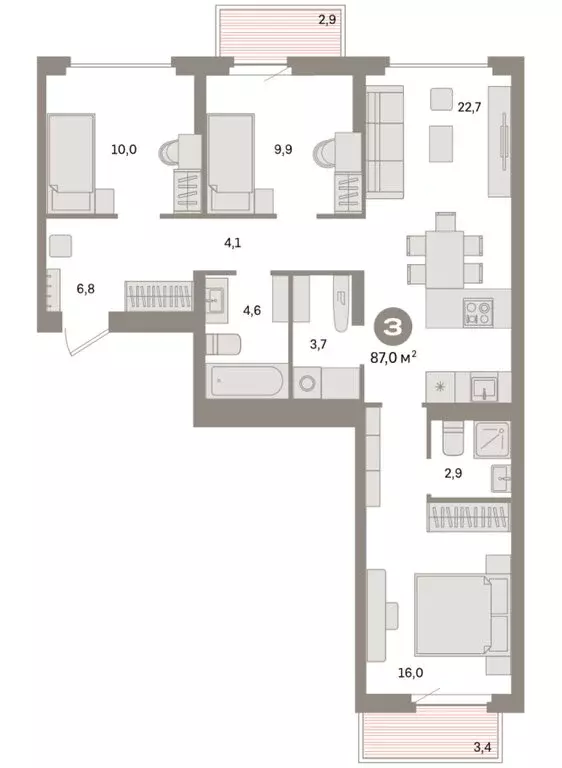 3-комнатная квартира: Екатеринбург, жилой район Сортировочный, ... - Фото 1