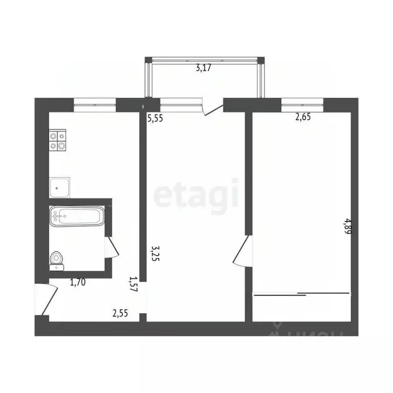 2-к кв. Ульяновская область, Ульяновск ул. Героев Свири, 16 (46.6 м) - Фото 1