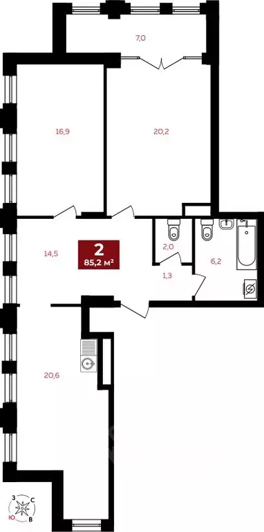 2-к кв. Свердловская область, Екатеринбург Южный жилрайон, Квартал ... - Фото 1